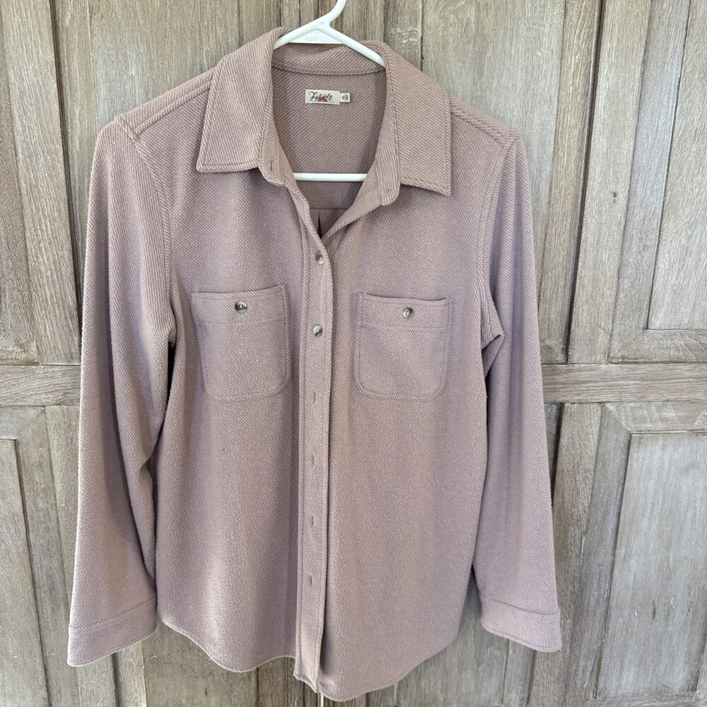 Faherty Legend Sweater Shirt Soft Pink Ribbed Knit Button Down Medium Coastal